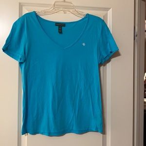 Ralph Lauren Turquoise V-Neck Tee Size Medium
